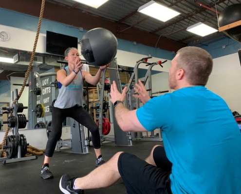 Personal Training with medicine ball toss