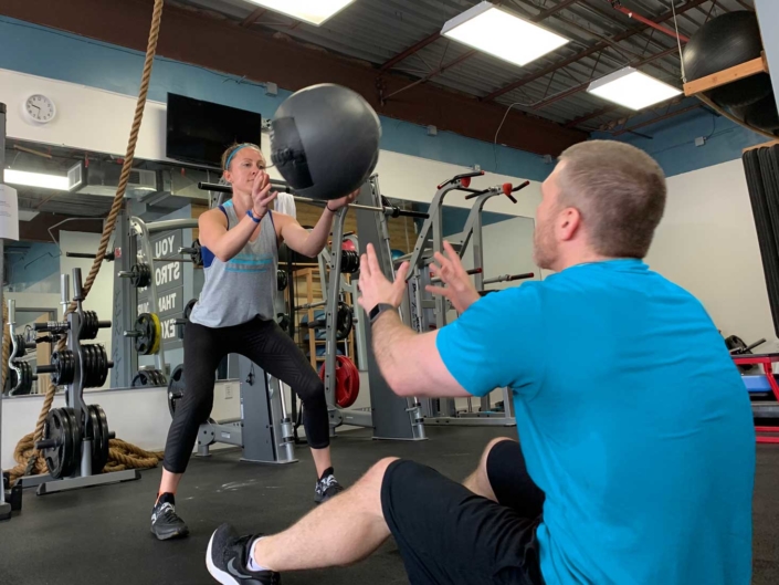 Personal Training with medicine ball toss